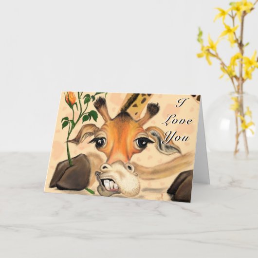 Gentleman Giraffe Funny Valentine's Day Card Karte (Gelbe Blume)