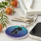 Gentleman hat bosblau ombre name initial monogramm schlüsselanhänger (Vorderseite rechts)