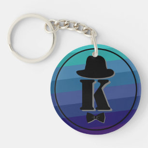 Gentleman hat bosblau ombre name initial monogramm schlüsselanhänger
