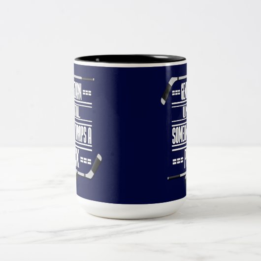 Gentleman Ice Hockey Spaß Navy Blue Zweifarbige Tasse (Mittel)