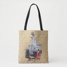 Gentleman in Buggy Karikatur über Karte Tasche