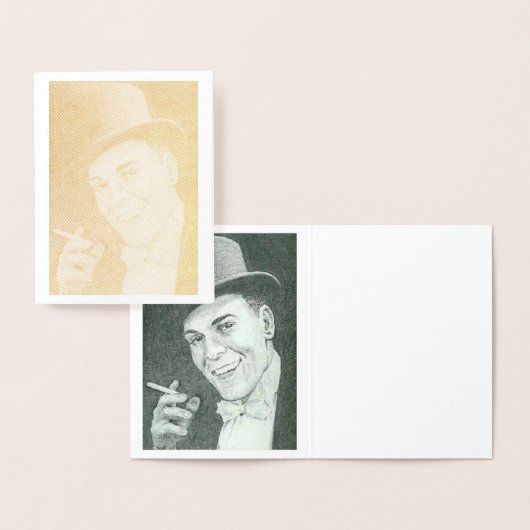 Gentleman in Top Hat Smoking Gold Foil Note Card Folienkarte (Anzeige)