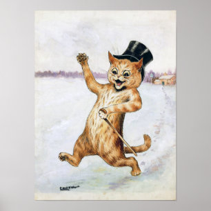 Gentleman Katze beim Spaziergang im Schnee, Louis Poster