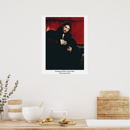 Gentleman mit Löwenpfeife von Lorenzo Lotto Poster (Küche)