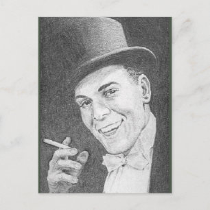 Gentleman mit Zigarette gezeichnet in Bleistift im Postkarte