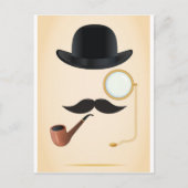 Gentleman Mustache Must-Dash Monacle & Bowler Hat Postkarte (Vorderseite)