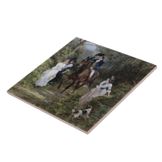 Gentleman on Horseback Meeting Ladys in a Forest Fliese (Seite)