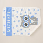 Gentleman Owl Blue Gray Baby Boy Sherpa Blanket Sherpadecke (Vorderseite (Horizontal))