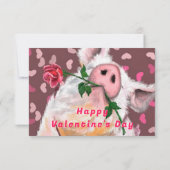 Gentleman Pig mit Rose Funny Valentine's Day Card Karte (Rückseite)