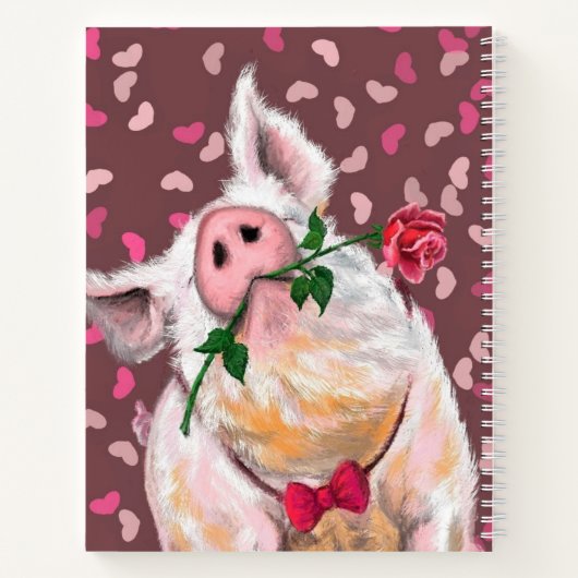 Gentleman Pig mit Rose Notebook-Malerei Romantisch Notizblock (Rückseite)