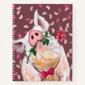 Gentleman Pig mit Rose Notebook-Malerei Romantisch Notizblock (Vorderseite)