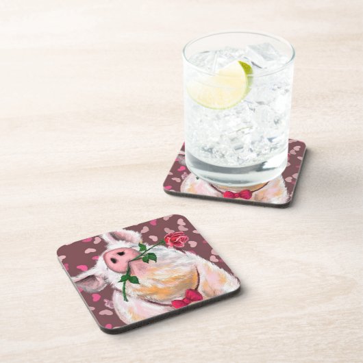 Gentleman Pig - Romantik - Funny - Getränkeuntersetzer (Rechte Seite)