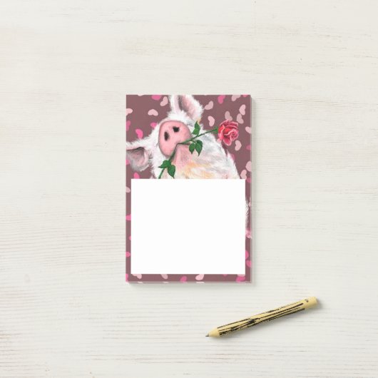 Gentleman Pig - Romantik - Funny - Post-it Klebezettel (Auf Schreibtisch)