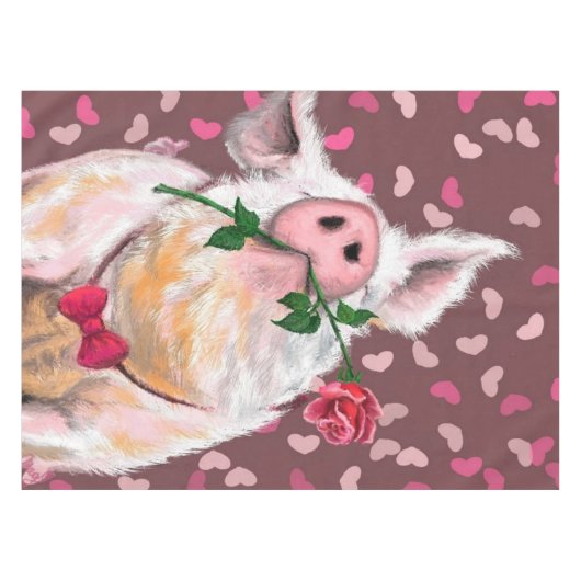 Gentleman Pig Tablecloth Romantic Funny Tischdecke (Vorderseite (Horizontal))