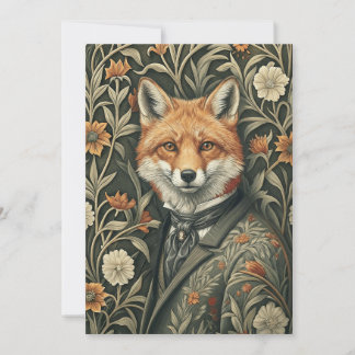 Gentleman Red Fox in Victorian Evening Attire Dankeskarte