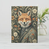 Gentleman Red Fox in Victorian Evening Attire Dankeskarte (Stehend Vorderseite)