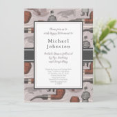 Gentleman Retirement Party oder Geburtstag Vintag Einladung (Stehend Vorderseite)