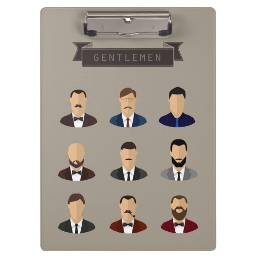 Gentleman Retro Style Klemmbrett (Vorderseite)