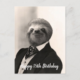Gentleman Sloth Birthday Card Postkarte