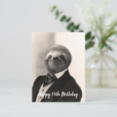 Gentleman Sloth Birthday Card Postkarte (Stehend Vorderseite)