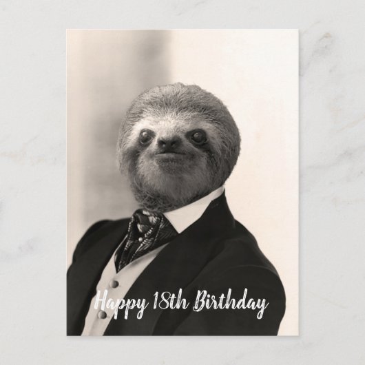 Gentleman Sloth Birthday Card Postkarte (Vorderseite)