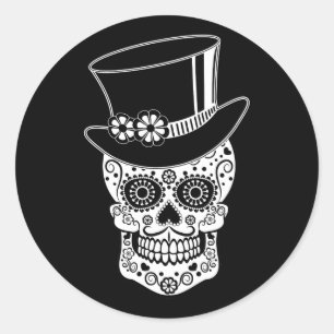 Gentleman Sugar Skull Runder Aufkleber
