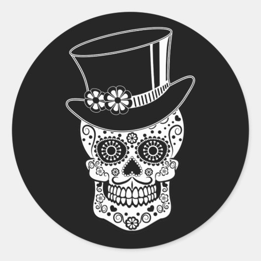 Gentleman Sugar Skull Runder Aufkleber (Vorderseite)