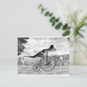 Gentleman T-Rex' Sonntagsritt Postkarte (Stehend Vorderseite)