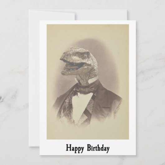 Gentleman Velociraptor Birthday Card Ankündigung (Vorderseite)