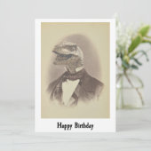 Gentleman Velociraptor Birthday Card Ankündigung (Stehend Vorderseite)