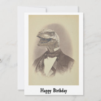 Gentleman Velociraptor Birthday Card Ankündigung