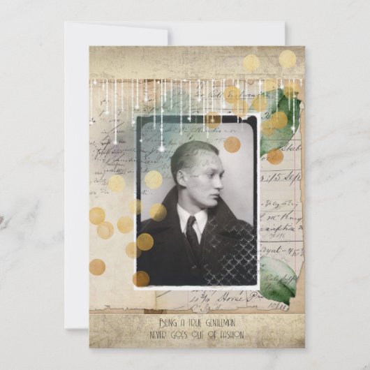 Gentleman Vintages Design mit Zitat Feiertagskarte (Vorderseite)