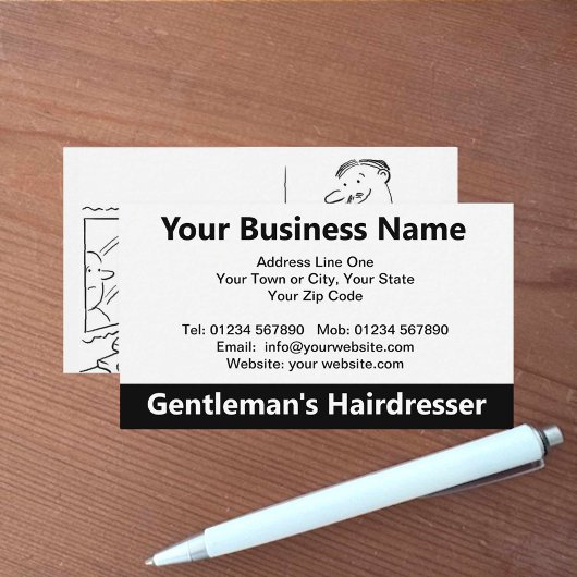 Gentleman's Hairdresser Cartoon Business Card Visitenkarte