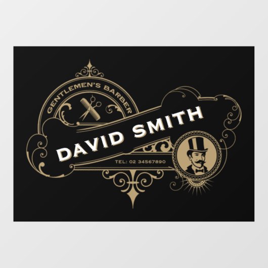 Gentleman's Viktorianischer Barbershop Fensteraufkleber (Blatt)