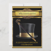 Gentlemen Elegant Gold Black Birthday Party Einladung (Vorderseite)