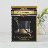 Gentlemen Elegant Gold Black Birthday Party Einladung (Stehend Vorderseite)