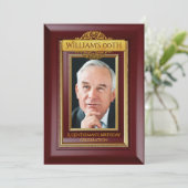 Gentlemen Elegant Gold Mahogany Photo Birthday Einladung (Stehend Vorderseite)