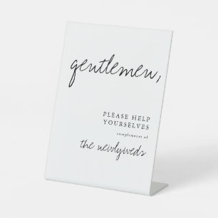 Gentlemen Modern Wedding Bad Basket Zeichen Sockelschild