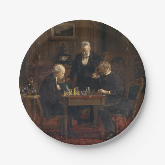 Gentlemen Playing a Game of Schach (Thomas Eakins) Pappteller (Vorderseite)