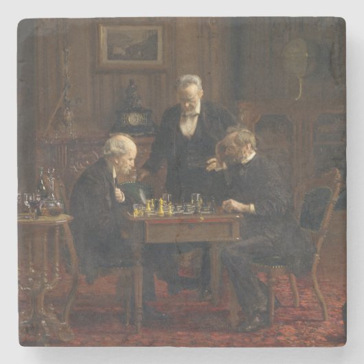 Gentlemen Playing a Game of Schach (Thomas Eakins) Steinuntersetzer (Vorderseite)