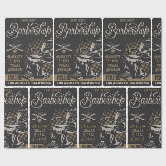 Gentlemen’s Barbershop Retro Haircuts Shaves Geschenkpapier (Flach)