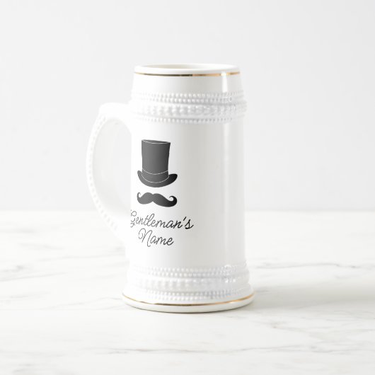 Gentlemen's dapper hat und Schnurrbart Brauch Bierglas (Vorderseite Links)