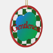 Gentleness Zitat Klassische rot/grüne Typografie Keramik Ornament (Rechts)