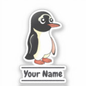 Gentoo Penguin Cartoon mit benutzerdefiniertem Tex Aufkleber (Vorderseite)