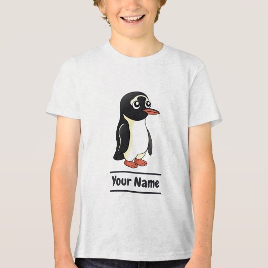 Gentoo Penguin Cartoon mit benutzerdefiniertem Tex Tri-Blend Shirt (Vorderseite)