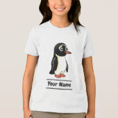 Gentoo Penguin Cartoon mit benutzerdefiniertem Tex Tri-Blend Shirt (Vorderseite)