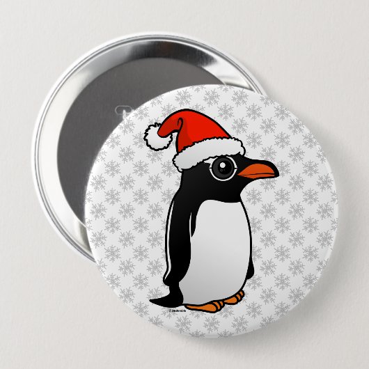Gentoo Penguin Santa Button (Vorne & Hinten)
