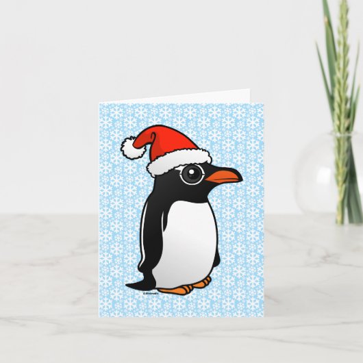 Gentoo Penguin Santa Feiertagskarte (Vorderseite)