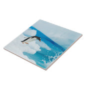 Gentoo Pinguin, Pygoscelis Papua, springt ab Fliese (Seite)