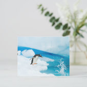 Gentoo Pinguin, Pygoscelis Papua, springt ab Postkarte (Stehend Vorderseite)